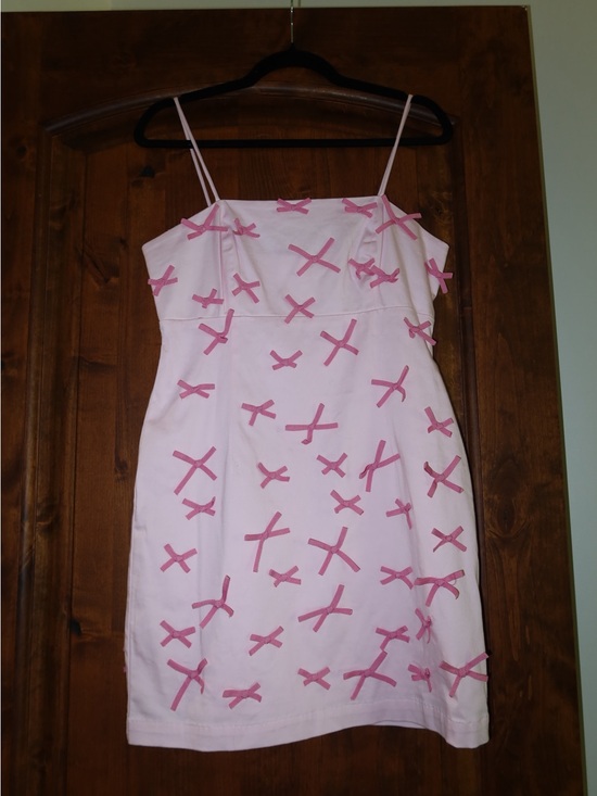 Anthropologie Dresses & Skirts - Light Pink Spaghetti Strap Dress with Pink Bow Accents
